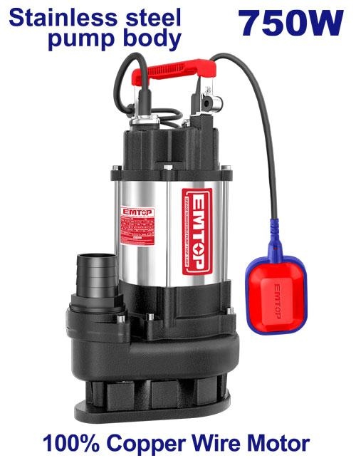 مضخه ماء غاطس مع فرامه 1 حصان ارتفاع 13 متر تدفق 300L مخرج 2"    EWPPQD07501