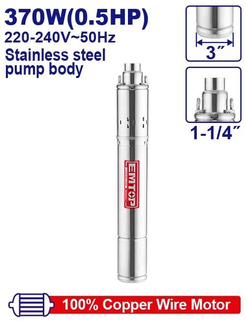 مضخه غاطس ابار 0.5 HP ارتفاع 72 متر  تدفق 25L مخرج 1"" طول الكيبل 9 متر مكثف داخلي       EWPPWS03701