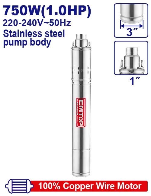 مضخه غاطس ابار 1 HP ارتفاع 103 متر  تدفق 33L مخرج 1""  طول الكيبل 9 متر مكثف داخلي    EWPPWS07501