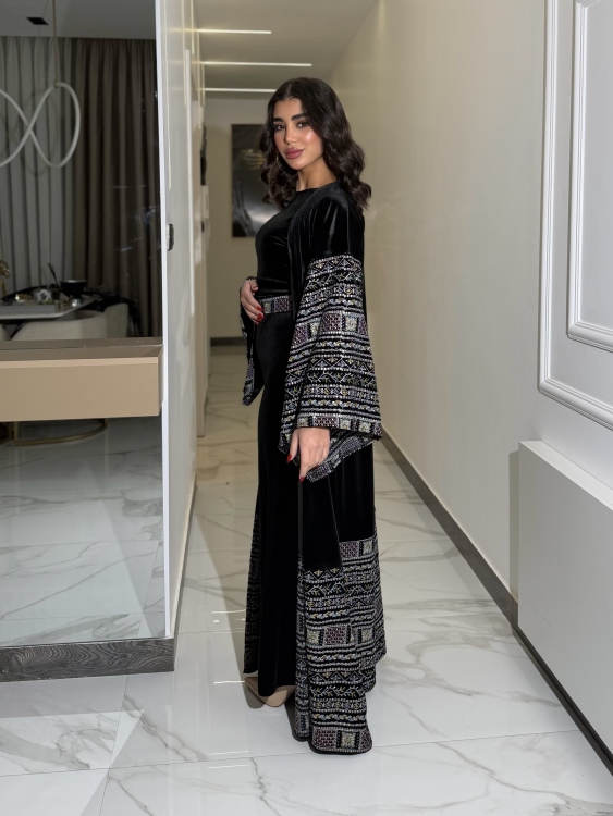 Luxury Velvet Bisht & Dress Set 