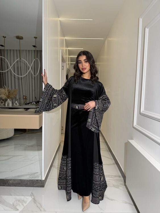 Luxury Velvet Bisht & Dress Set 