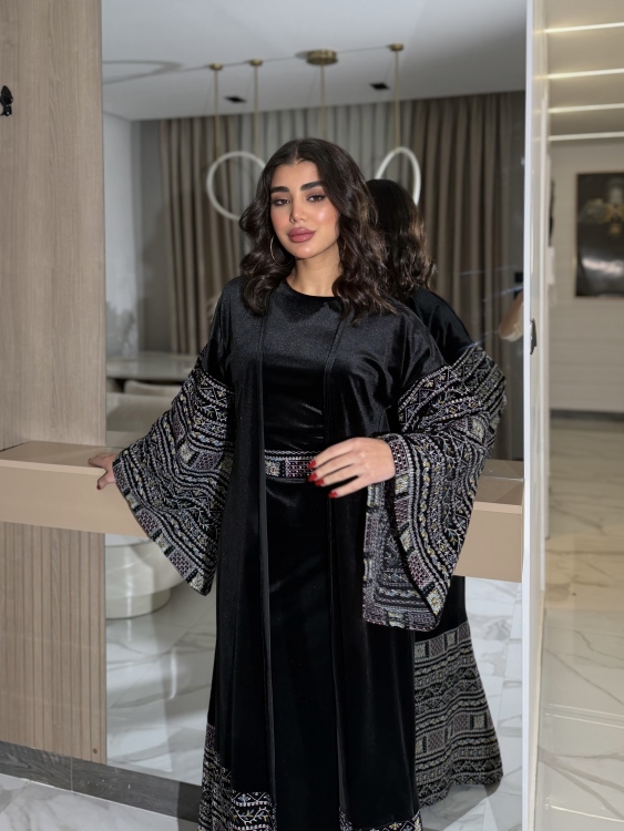 Luxury Velvet Bisht & Dress Set 