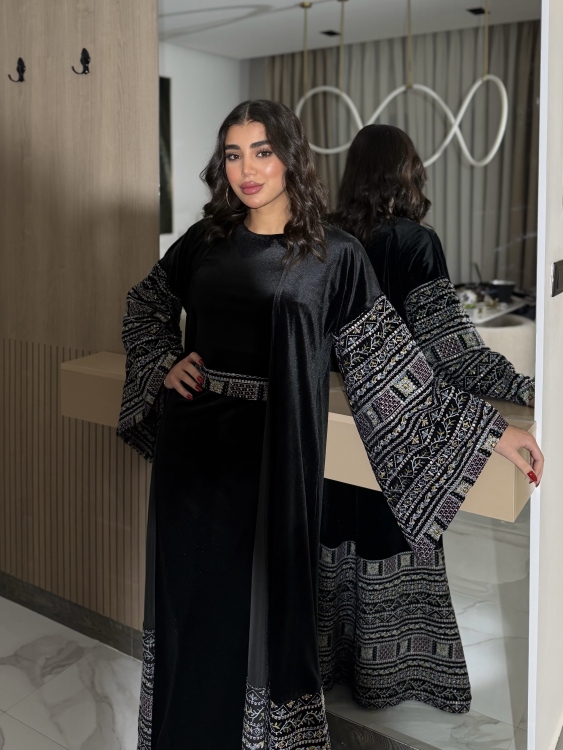 Luxury Velvet Bisht & Dress Set 