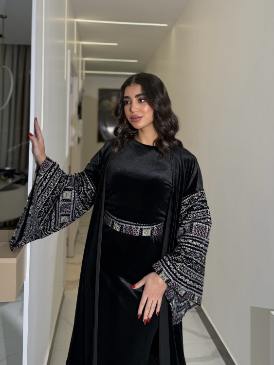 Luxury Velvet Bisht & Dress Set 