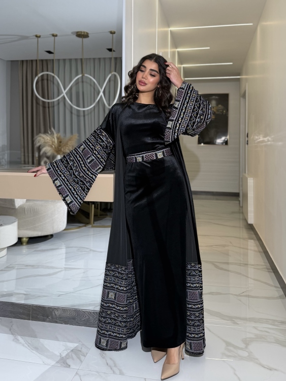 Luxury Velvet Bisht & Dress Set 