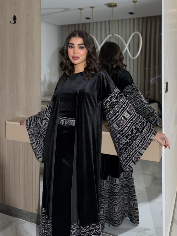 Luxury Velvet Bisht & Dress Set 