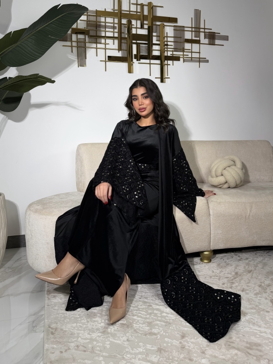 Luxury Velvet Bisht & Dress Set  جلابية الدانه