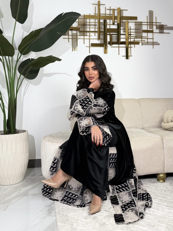 Luxury Velvet Bisht & Dress Set 