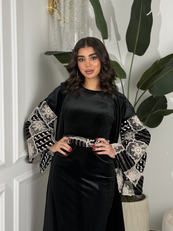 Luxury Velvet Bisht & Dress Set 