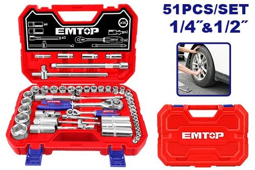 طقم بكس (1/4"") و (1/2"")  51 قطعه       ESKT42511 