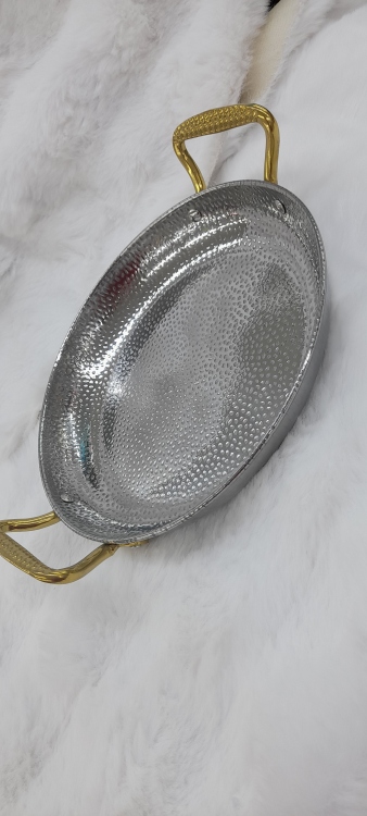 صاجيه عميق ستانلس 24 سم بيد ذهبي