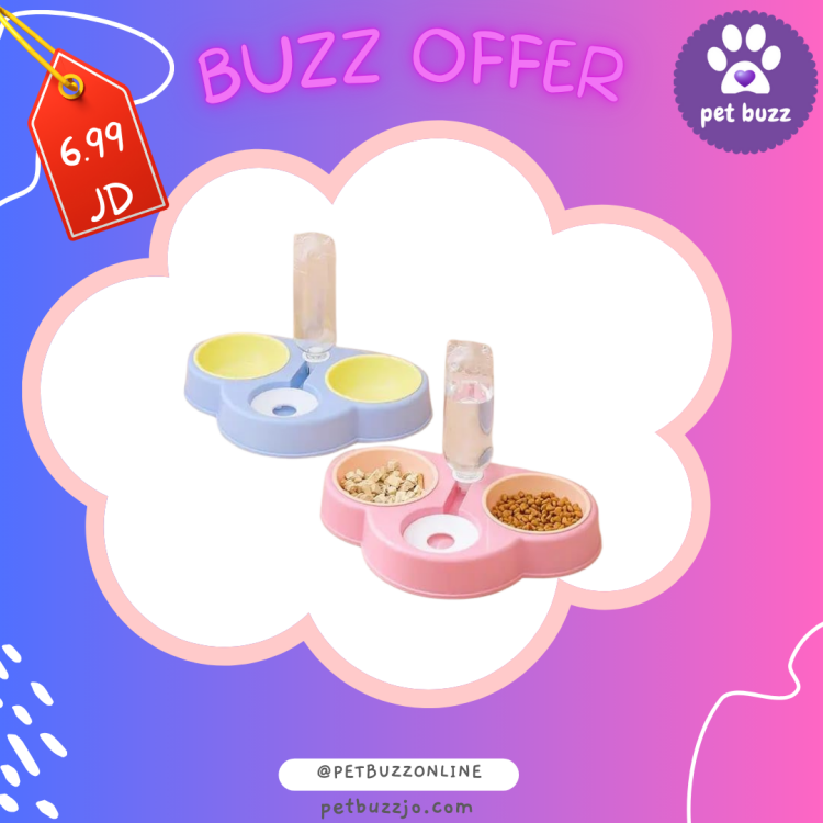 double Bowl Pet Food and Water Bowl for Cats and Small Dogs