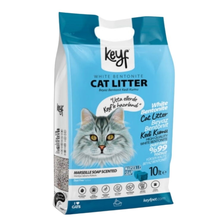 رمل القطط  keyf تركي المنشأ وزن 5 لتر برائحة الصابون 