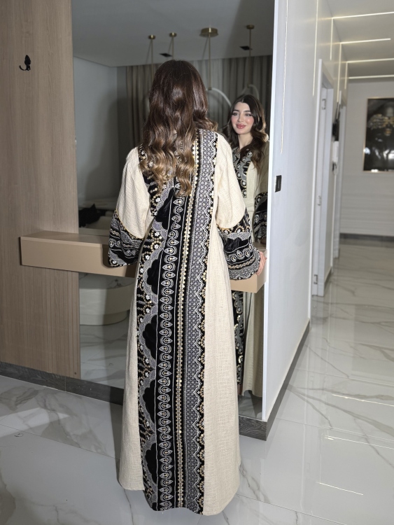 Long Sleeve Dress With Abaya جلابية كشخه