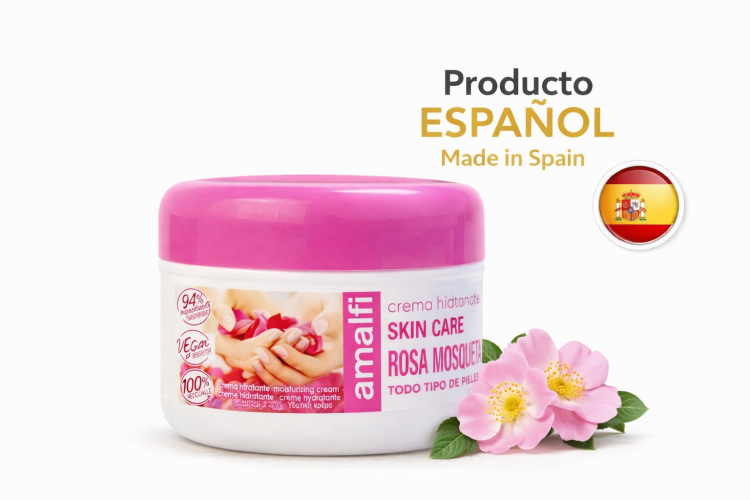 كريم امالفي مرطب للبشرة بزيت الورد صناعة اسبانية بحجم 200مل 