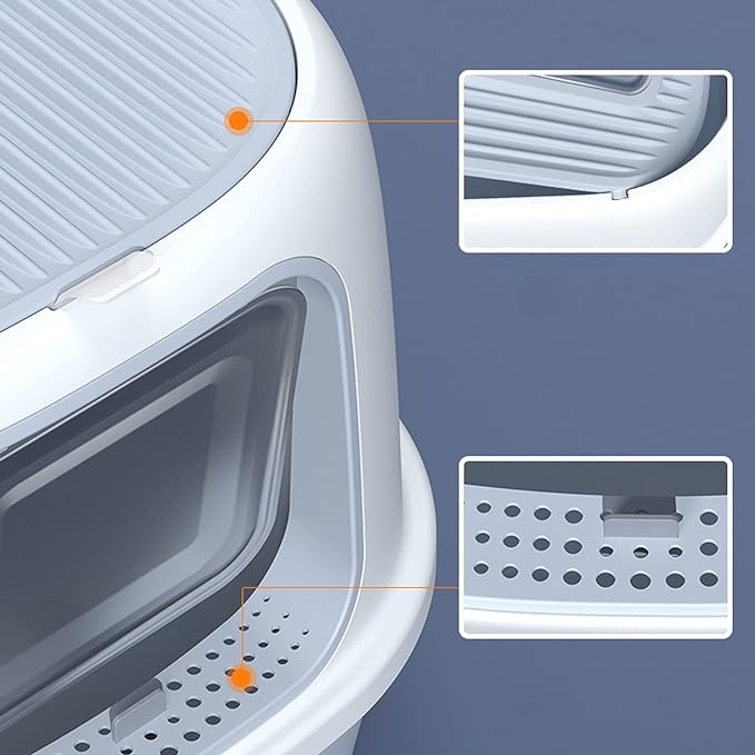 Large Litter Box, Splash-proof Semi-enclosed Cat Toilet