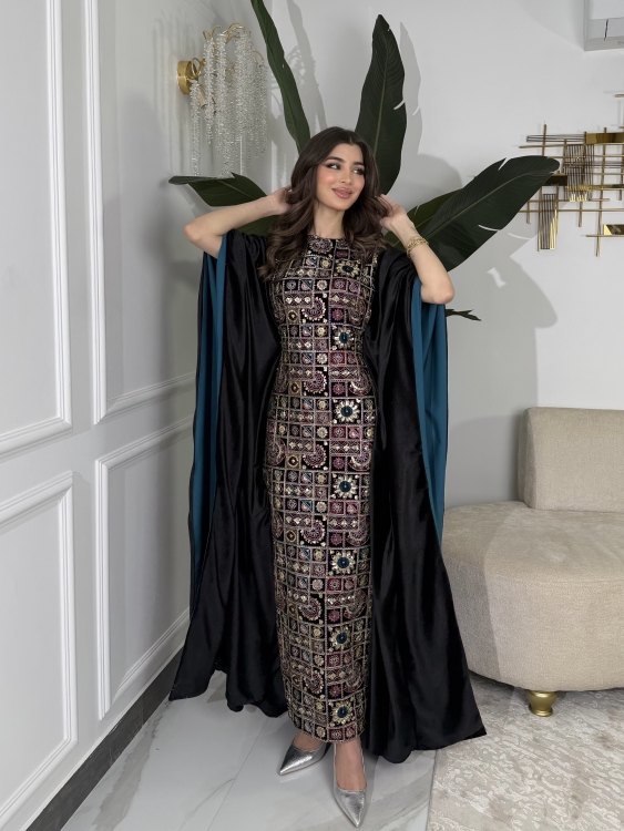 جلابية ملاك( نقشة 1)Batwing Sleeve Long Dress