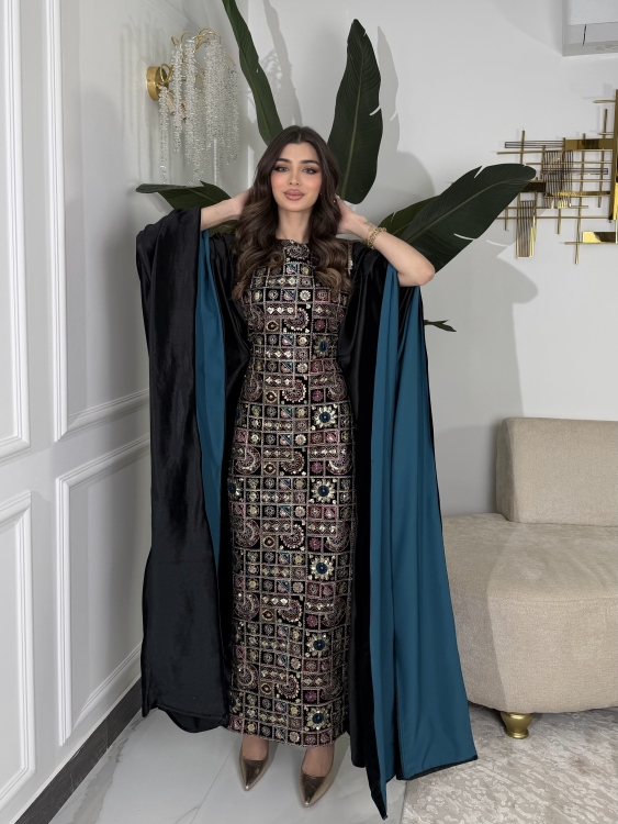 جلابية ملاك( نقشة 1)Batwing Sleeve Long Dress