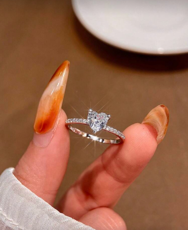 خاتم قلب فضة اصلي 