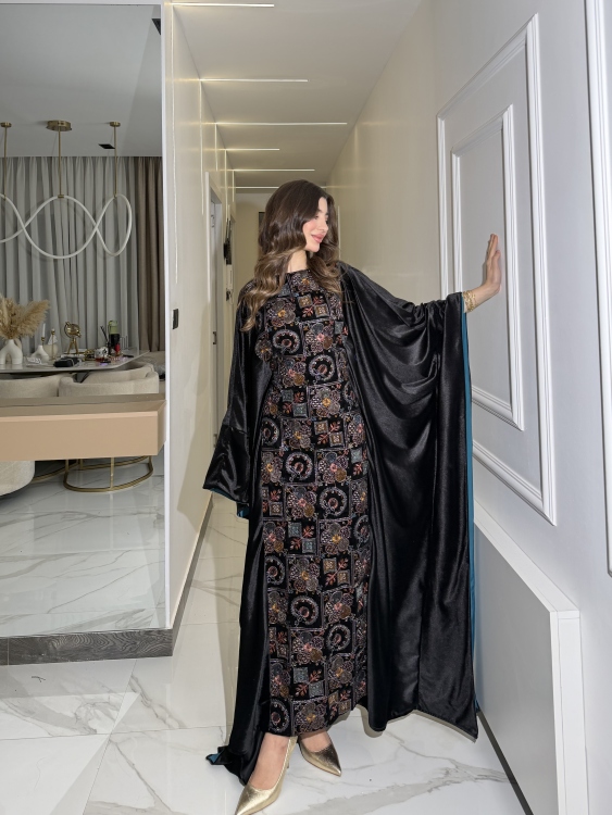 جلابية ملاك( نقشة 2) Batwing Sleeve Long Dress