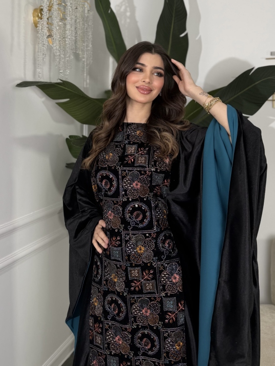 جلابية ملاك( نقشة 2) Batwing Sleeve Long Dress