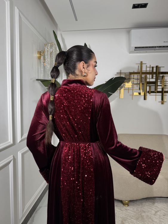 جلابية جوري Sequin Burgundy Jalabiya