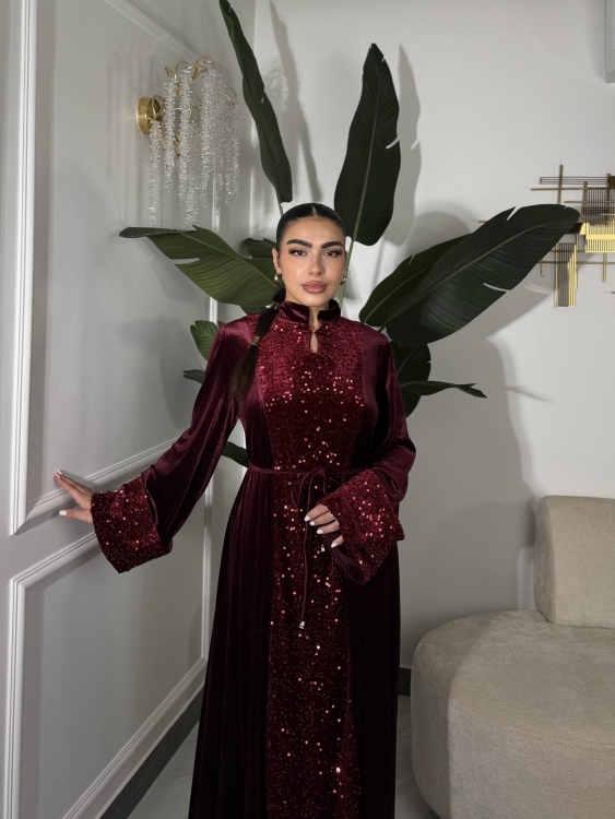 جلابية جوري Sequin Burgundy Jalabiya