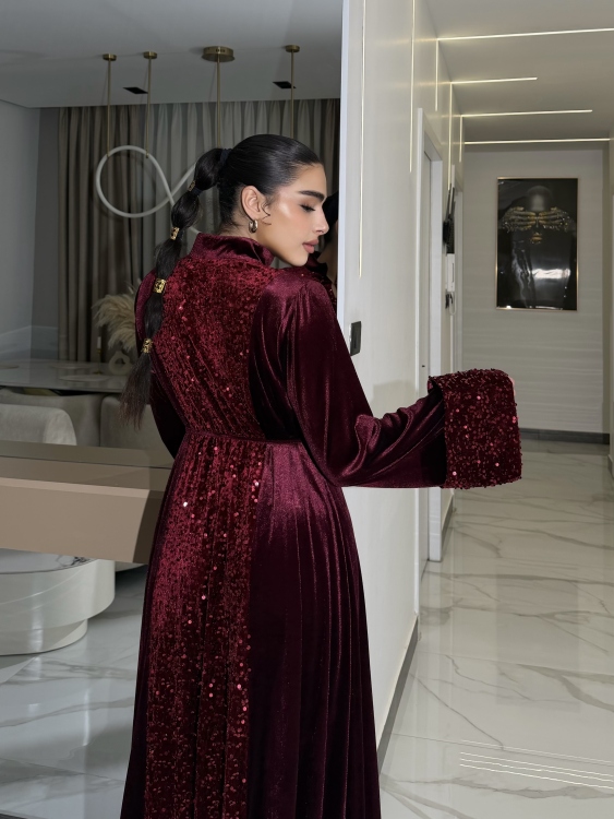 جلابية جوري Sequin Burgundy Jalabiya