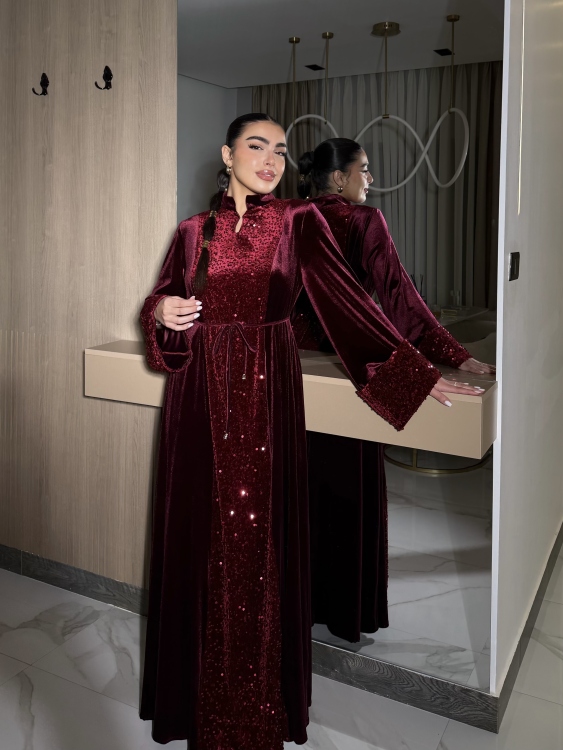 جلابية جوري Sequin Burgundy Jalabiya