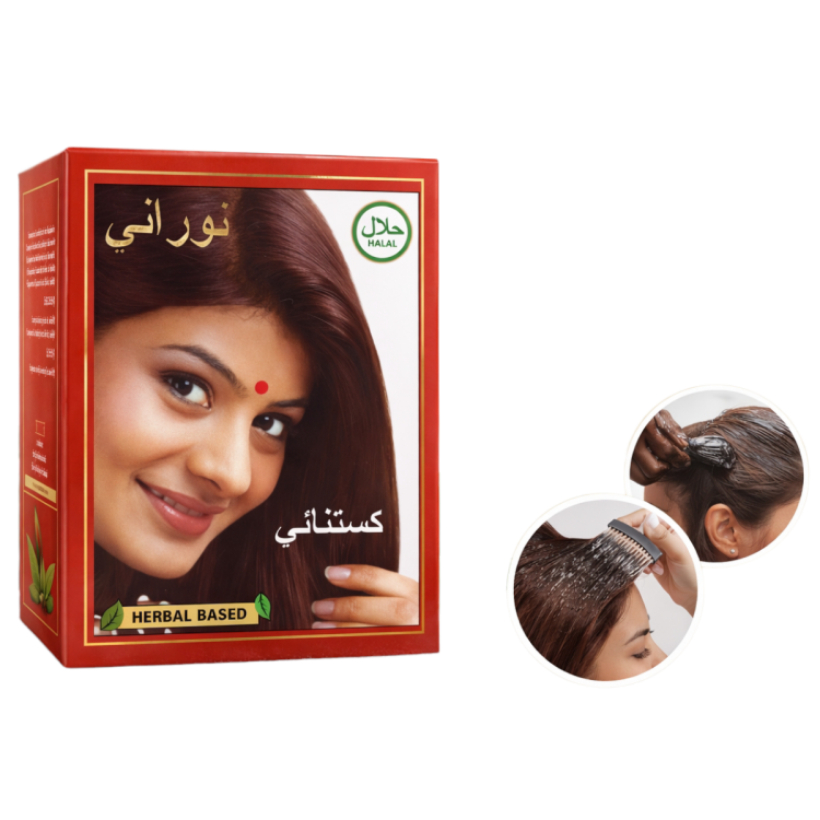 حنا نوراني صبغة الشعر لون كستنائي 6*1 بحجم 10غم 