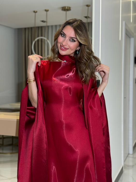 جلابية ملاك( ابرغندري)Batwing Sleeve Long Dress
