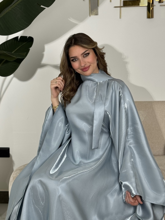 جلابية ملاك( ازرق)Batwing Sleeve Long Dress