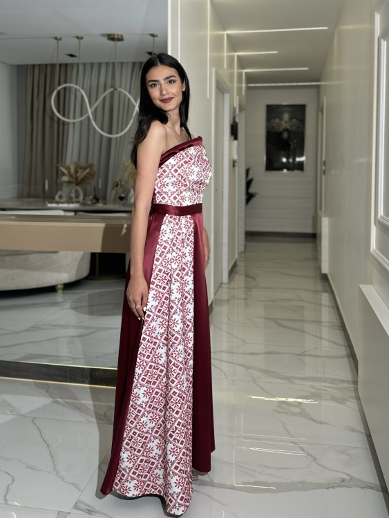 Henna Dress With Wrap Skirt (أحمر)فيروز 