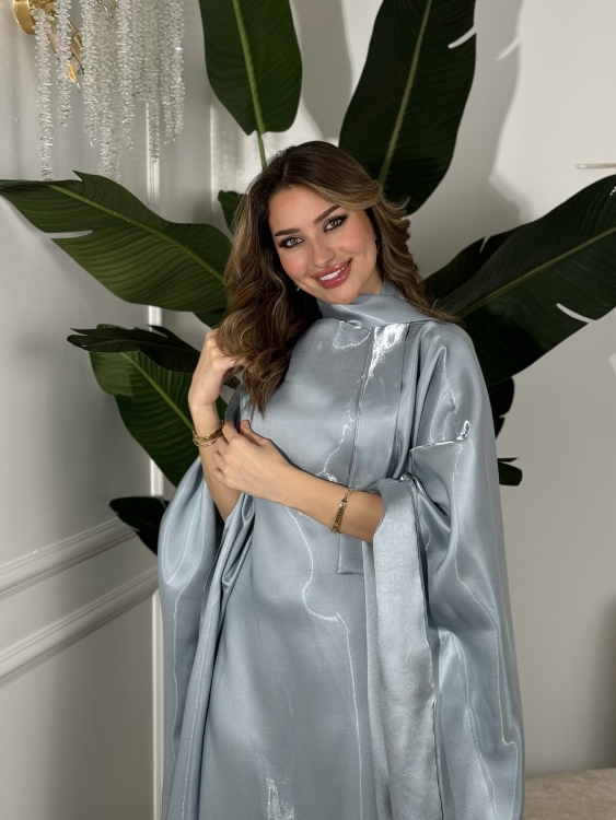 جلابية ملاك( ازرق)Batwing Sleeve Long Dress