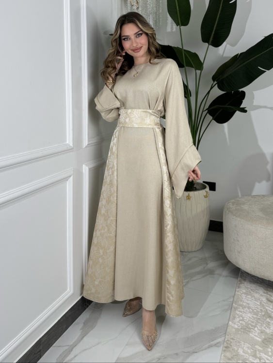جلابية ياسمينا   Jalabiya With Floral Belt 
