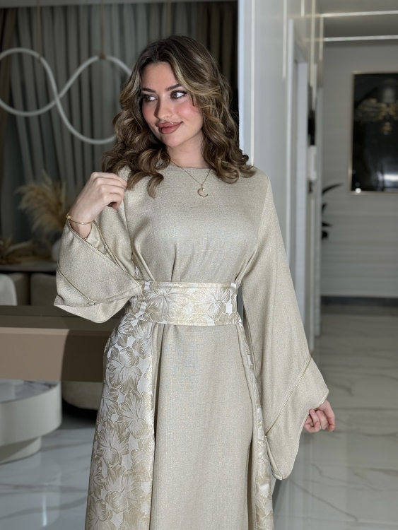 جلابية ياسمينا   Jalabiya With Floral Belt 