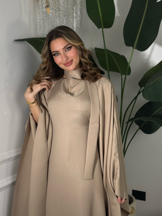 جلابية ملاك( بيج)Batwing Sleeve Long Dress