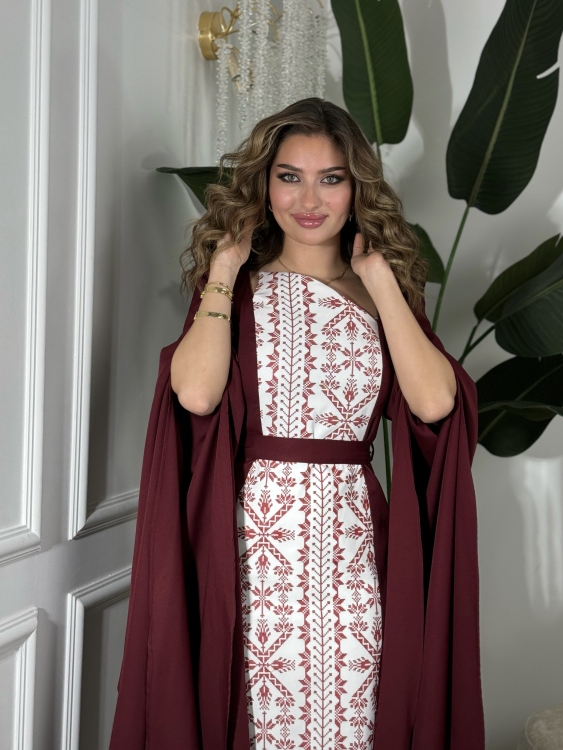 Puffed Shoulder Henna Dress (سلوى)