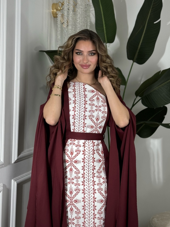 Puffed Shoulder Henna Dress (سلوى)