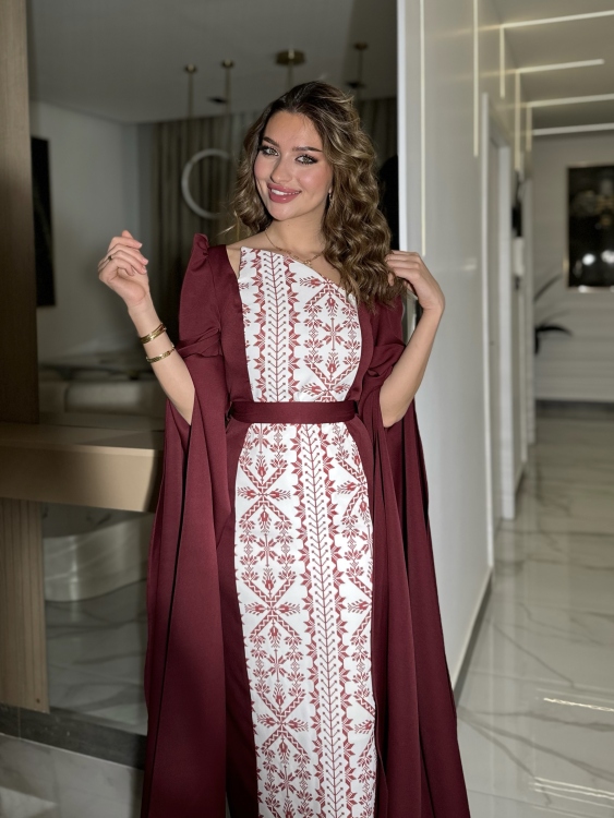 Puffed Shoulder Henna Dress (سلوى)