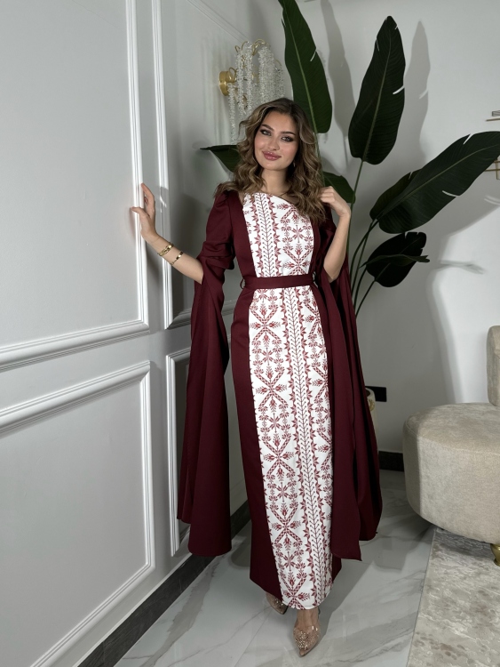 Puffed Shoulder Henna Dress (سلوى)