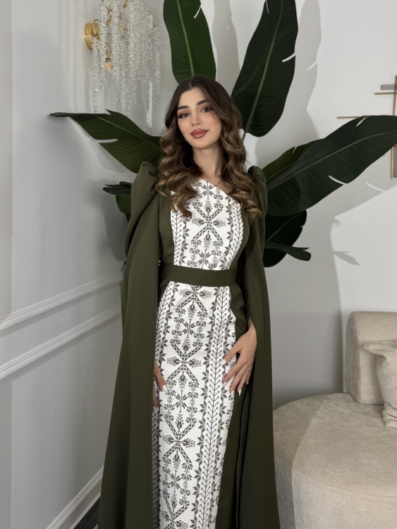 (سلوى زيتي )Puffed Shoulder Henna Dress