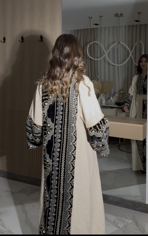 Long Sleeve Dress With Abaya جلابية كشخه