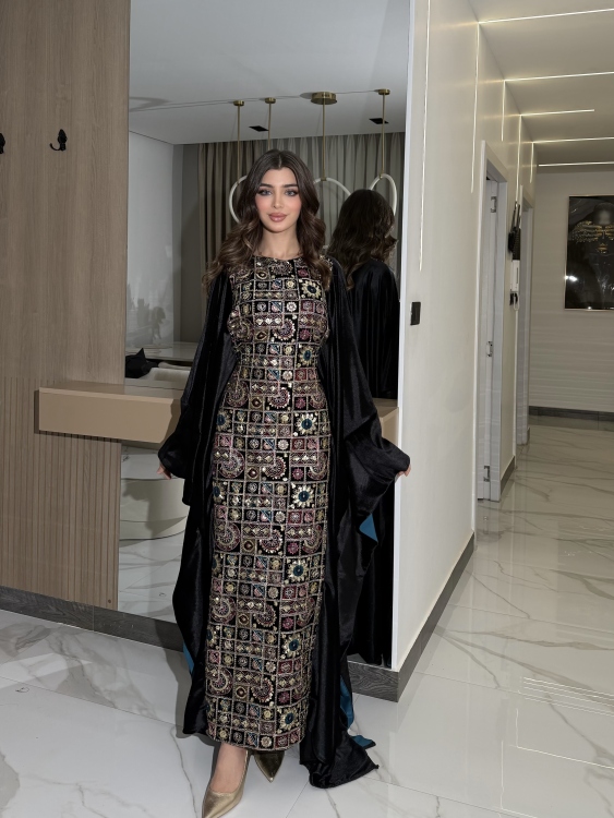 جلابية ملاك( نقشة 1)Batwing Sleeve Long Dress