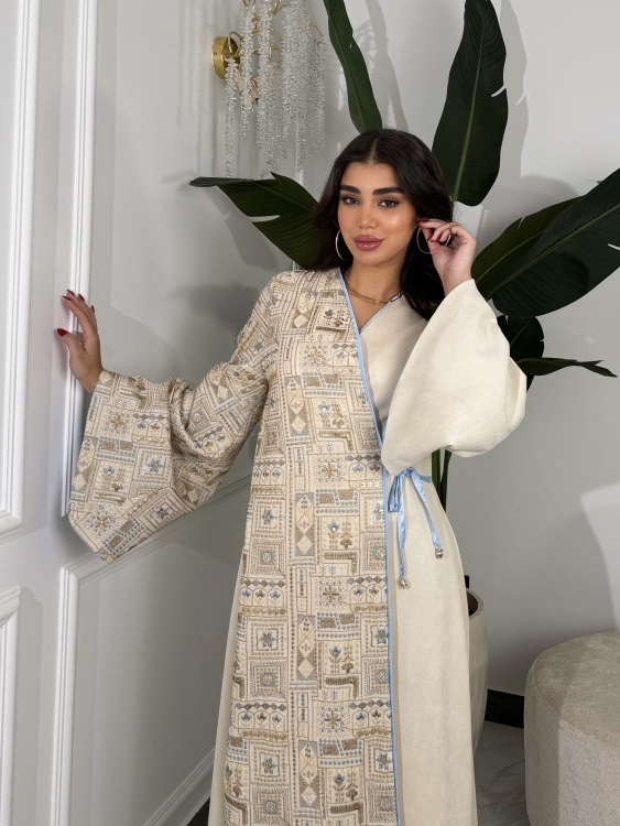 Open Front Jalabiya With Belt جلابية مسك