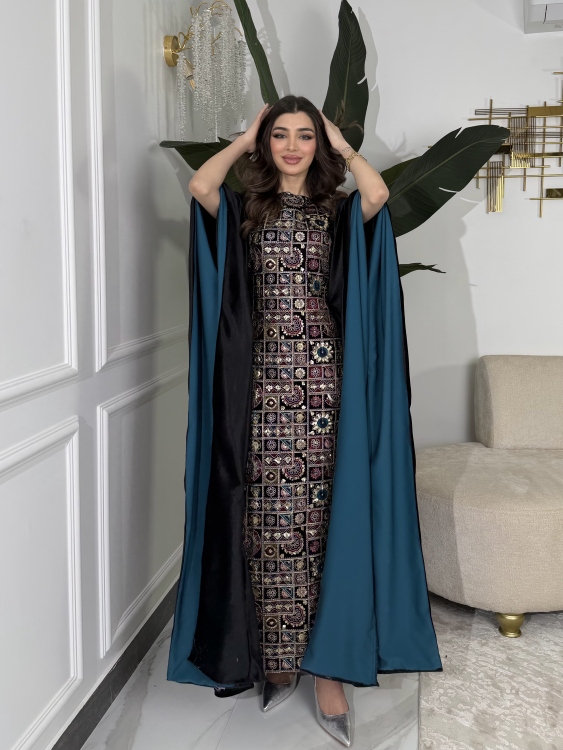 جلابية ملاك( نقشة 1)Batwing Sleeve Long Dress