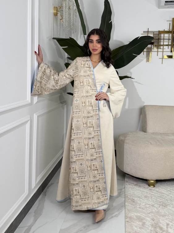 Open Front Jalabiya With Belt جلابية مسك