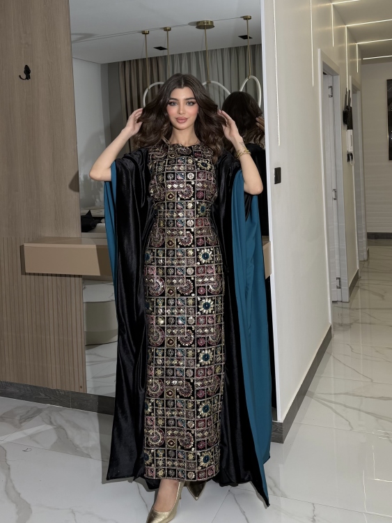 جلابية ملاك( نقشة 1)Batwing Sleeve Long Dress