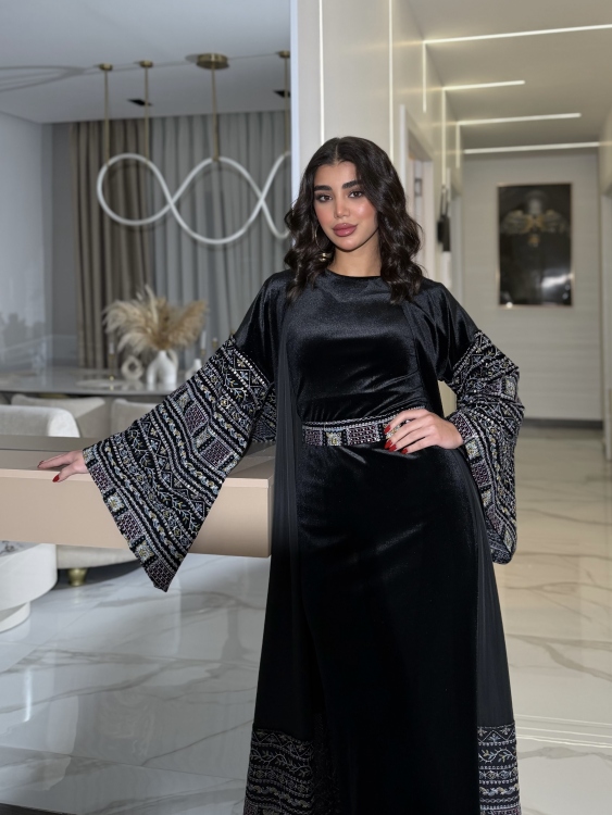 Luxury Velvet Bisht & Dress Set 