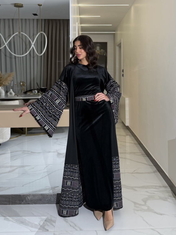 Luxury Velvet Bisht & Dress Set 